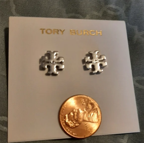 Tory Burch kira stud earrings silver new - Picture 9 of 10